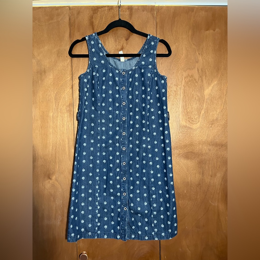Hanna Andersson Blue Floral Button-Down Mini 100% cotton denim Dress
